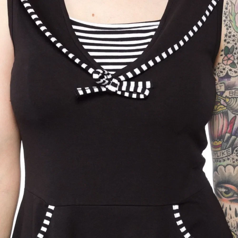 NEW Hell Bunny Medium Nautical Collared Dress - Picture 4 of 8